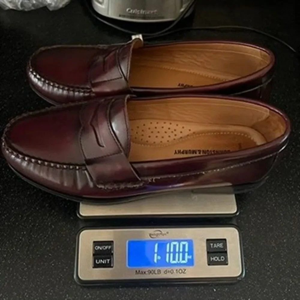 Johnston & Murphy Burgundy Full-Grain Leather Hayes Penny Loafers Mens Size 10M